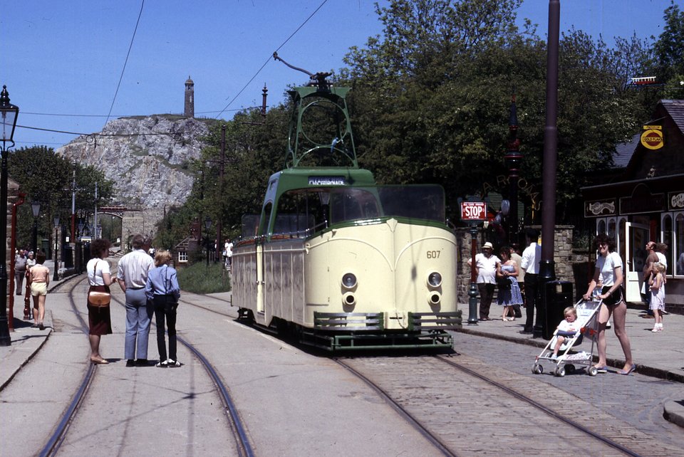 Blackpool 607 visiting Crich for the season in 1985. Photo: Richard Lomas.