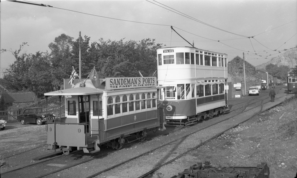 Oporto 9 enters service at Crich, attached to Blackpool 49. Photo courtesy of Crich TMS photo archive.