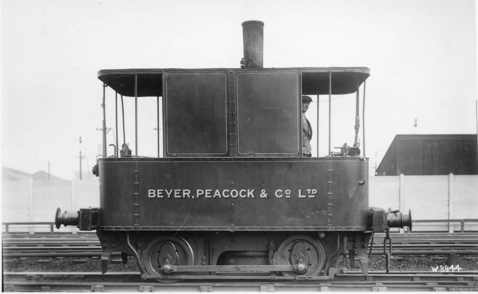 Beyer & Peacock no. 2 steam tram operating as a railway-style shunter at Beyer & Peacocks works. Photo courtesy of Crich TMS photo archive, 1962.
