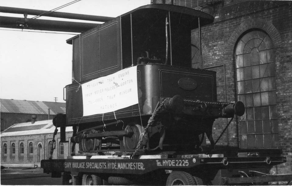 'John Bull' at Beyer & Peacock works prior to removal to Crich. Photo courtesy of Crich TMS photo archive. 1962