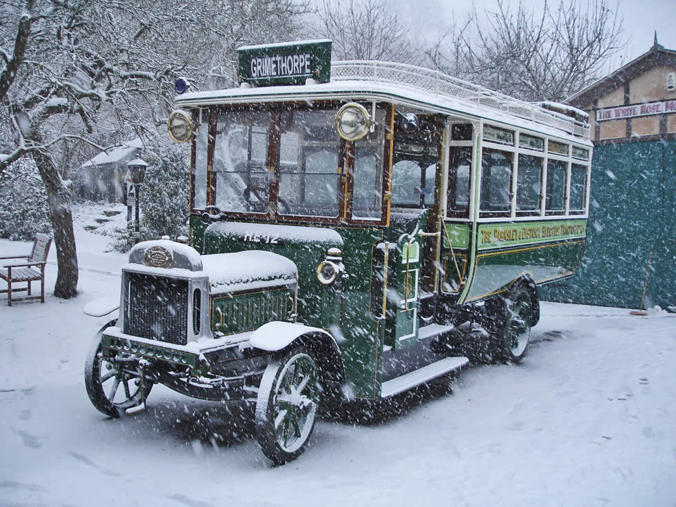 Tram in the snow
