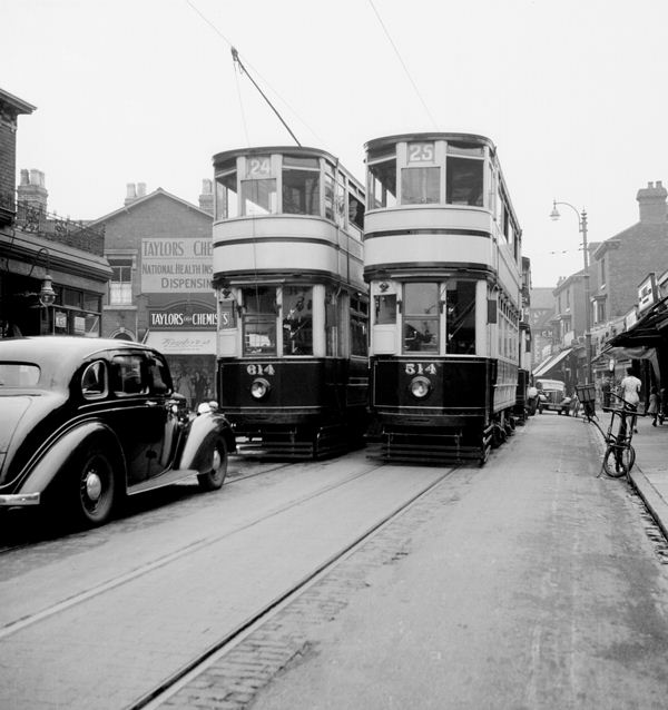 trams passing