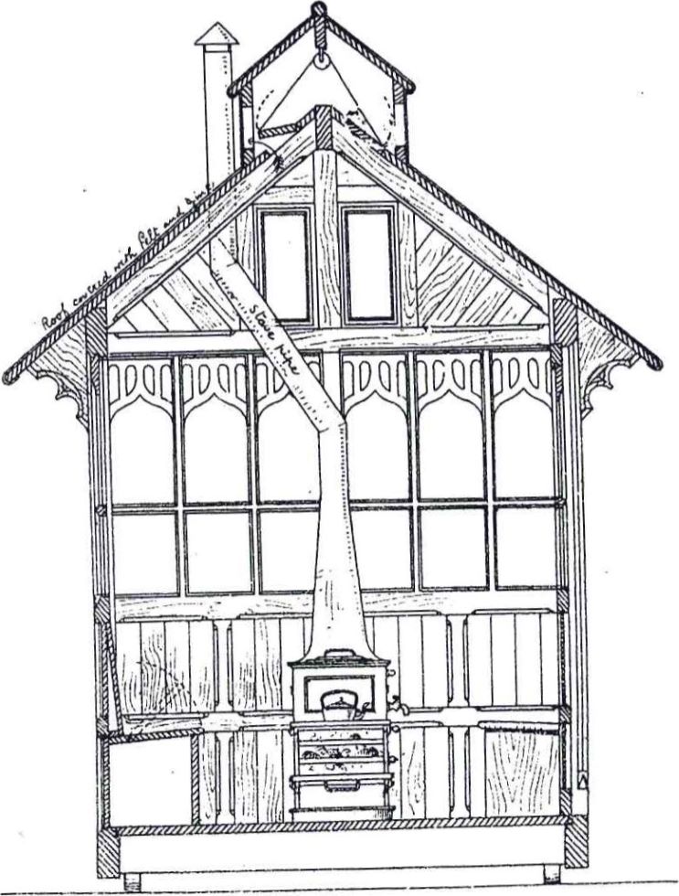 End elevation of the shelter from The Building News April 5th 1878 (R) End elevation of the shelter from The Building News April 5th 1878