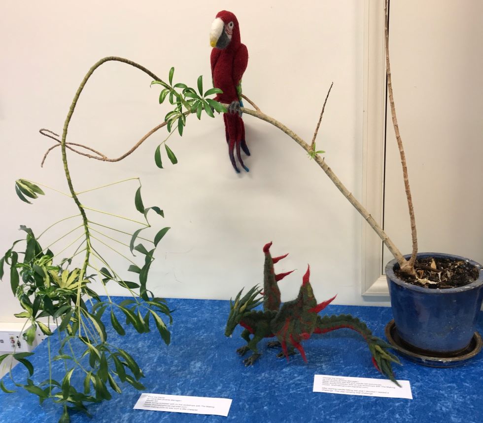 Parrot and Dragon (980px) Felt parrot and dragon by Candi Bell
