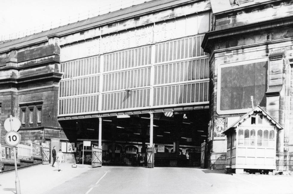 Outside Exchange Station photographer J.H. Meredith, The National Tramway Museum Collection 