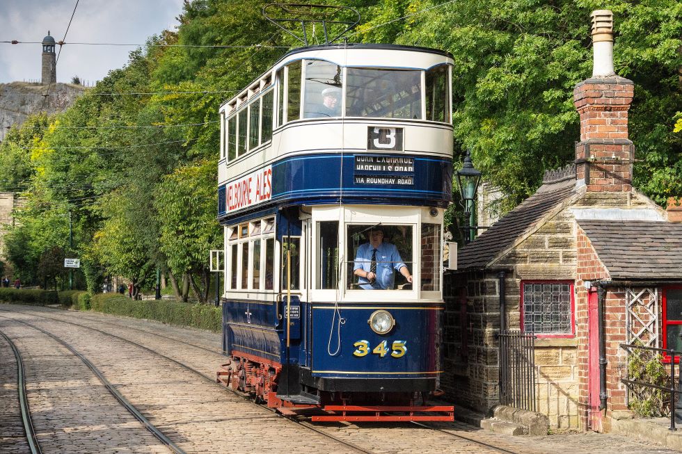 Leeds 345 in operation in  2015 at Crich Tramway Village