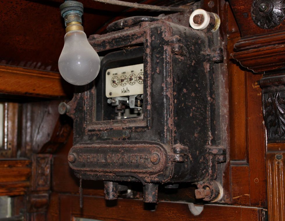 Derby 1 electricity meter Crich 2 May 2021. Photo Paul Abell Derby 1 electricity meter Crich 2 May 2021. Photo Paul Abell