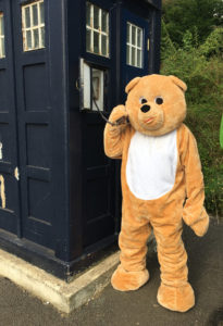 Mr Bear outside the Police Box