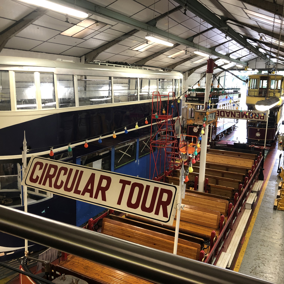 View of trams from the Workshop Gallery