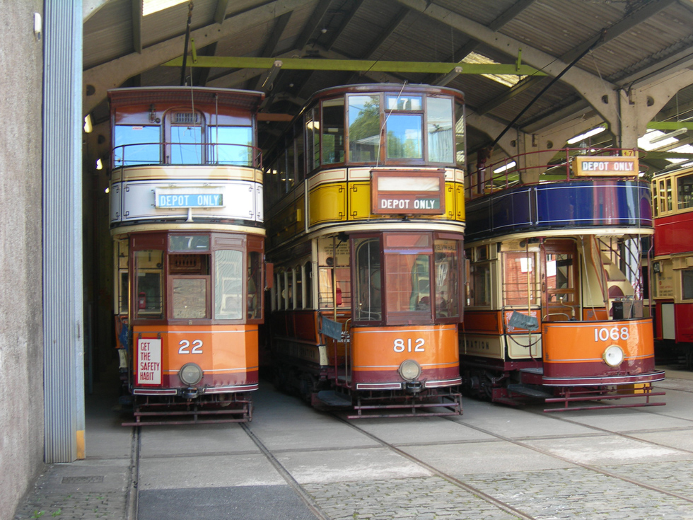 Glasgow Trams in the old Depot 