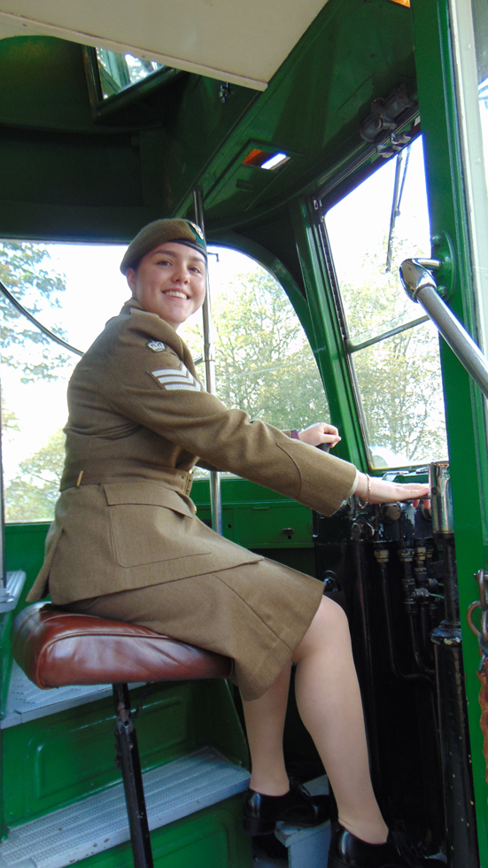 Cadet Colour Sergeant Claudia Gration learns how to drive Liverpool 869 