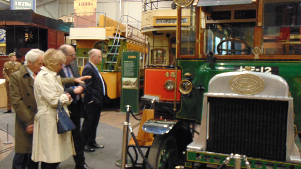 HM Lord Lieutenant of Derbyshire Mrs Elizabeth Fothergill CBE and Consort Mr Fothergill discuss the exhibits