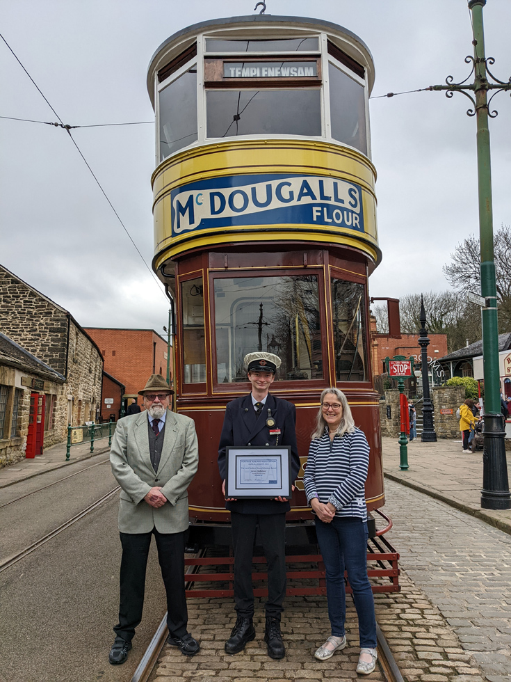 James Shillabeer (centre) is pictured with TMS Vice President Geoffrey Claydon and Chairman Karen Rigg