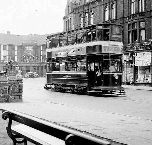 Leeds no.115 at Hyde Park, Leeds, 11th June 1953. Photo by R.B.Parr (copyright National Tramway Museum collection).