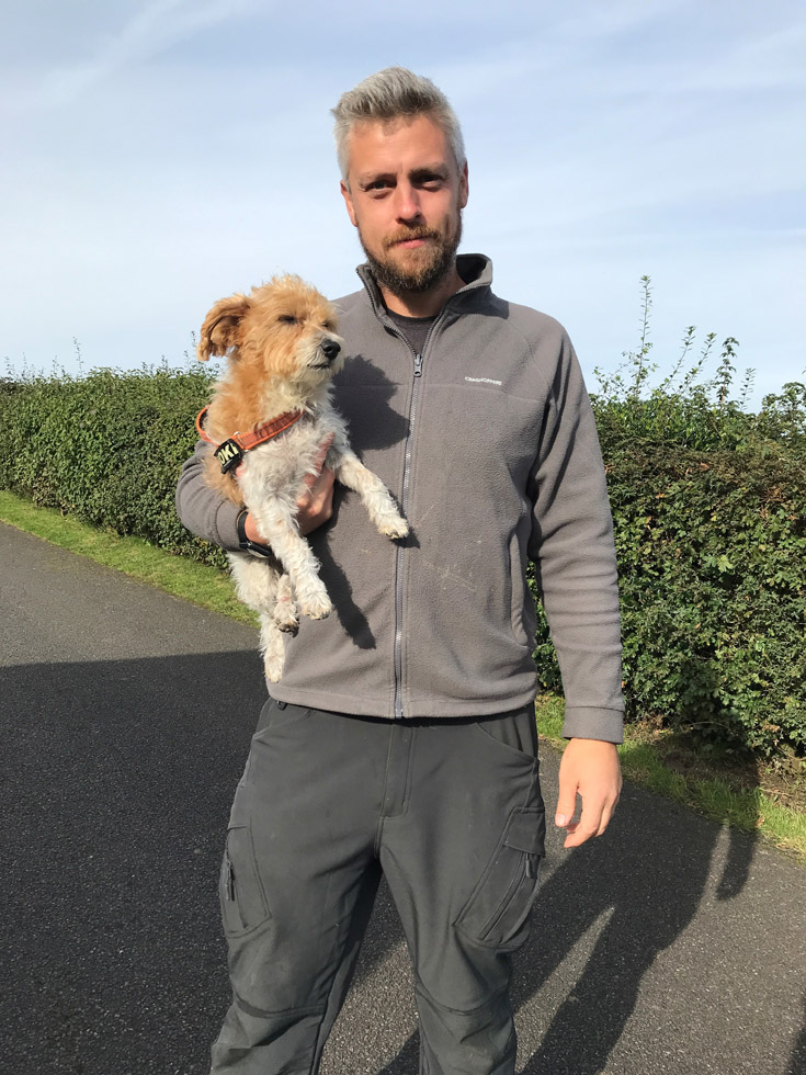 Martin Gration owner of Loki and Warden at The Regimental Memorial -