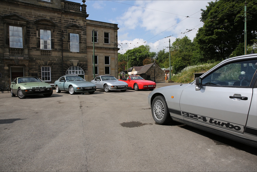 Porsche 924 Owners Club outside Derby Assembly Rooms at Crich 